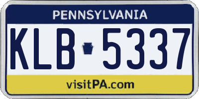 PA license plate KLB5337