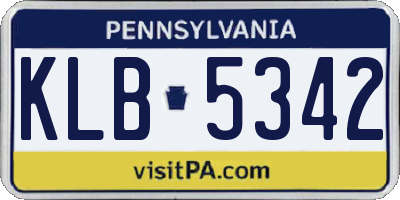 PA license plate KLB5342