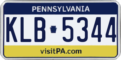 PA license plate KLB5344