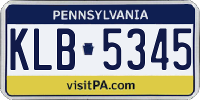 PA license plate KLB5345