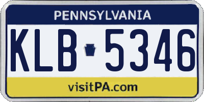 PA license plate KLB5346