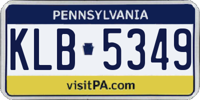 PA license plate KLB5349