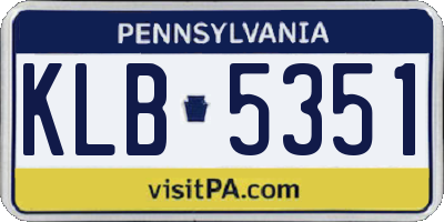 PA license plate KLB5351
