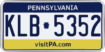 PA license plate KLB5352