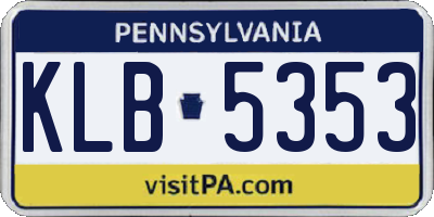 PA license plate KLB5353