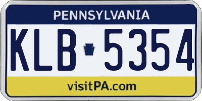 PA license plate KLB5354