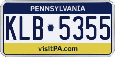 PA license plate KLB5355