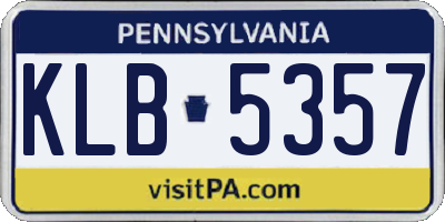 PA license plate KLB5357