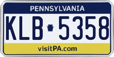 PA license plate KLB5358