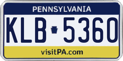 PA license plate KLB5360
