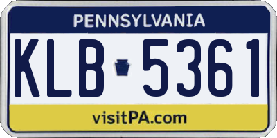 PA license plate KLB5361