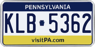PA license plate KLB5362