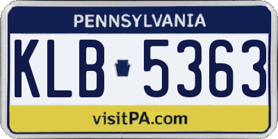 PA license plate KLB5363