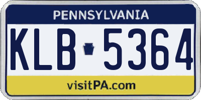 PA license plate KLB5364