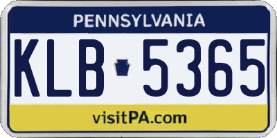 PA license plate KLB5365