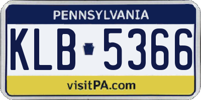 PA license plate KLB5366