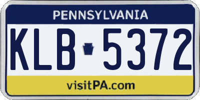 PA license plate KLB5372