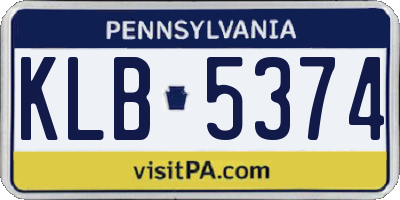 PA license plate KLB5374