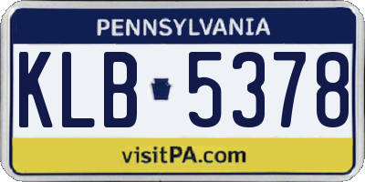 PA license plate KLB5378