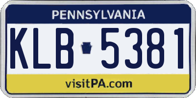 PA license plate KLB5381