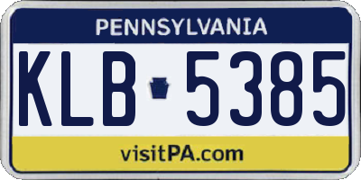 PA license plate KLB5385