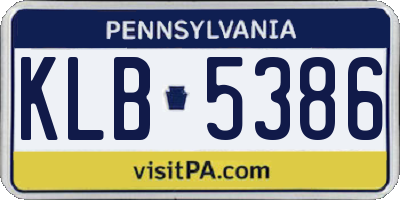 PA license plate KLB5386