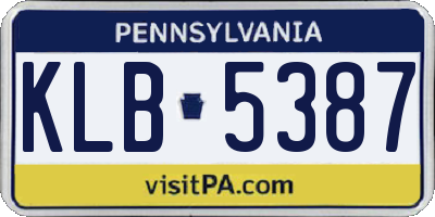 PA license plate KLB5387