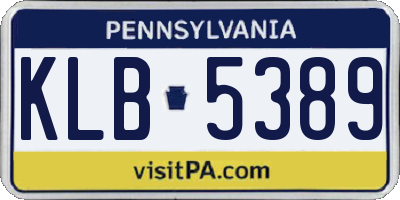 PA license plate KLB5389