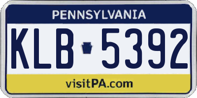 PA license plate KLB5392
