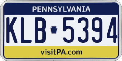 PA license plate KLB5394