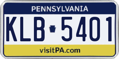 PA license plate KLB5401
