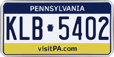PA license plate KLB5402