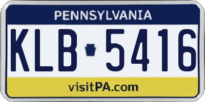 PA license plate KLB5416