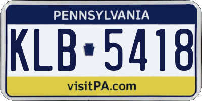 PA license plate KLB5418