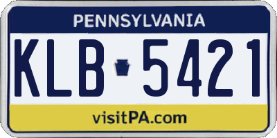 PA license plate KLB5421