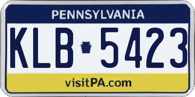 PA license plate KLB5423