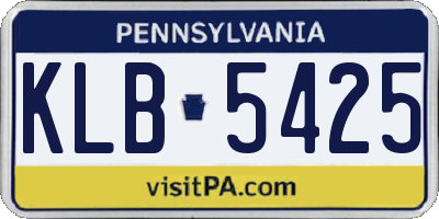 PA license plate KLB5425