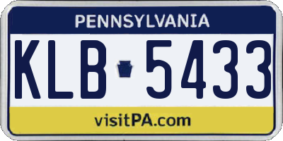 PA license plate KLB5433