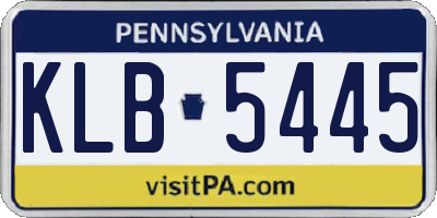 PA license plate KLB5445
