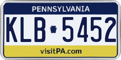 PA license plate KLB5452
