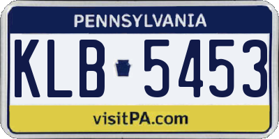 PA license plate KLB5453