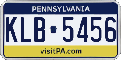 PA license plate KLB5456