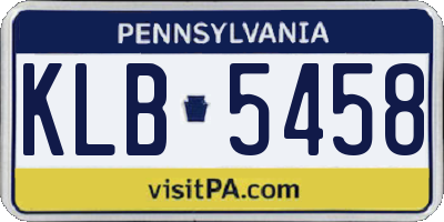 PA license plate KLB5458