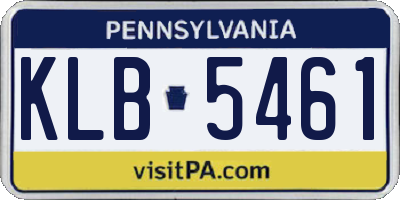 PA license plate KLB5461