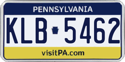 PA license plate KLB5462