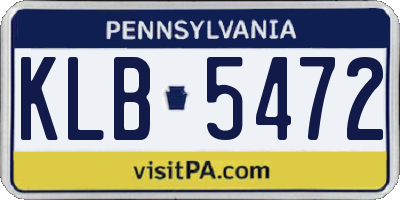 PA license plate KLB5472