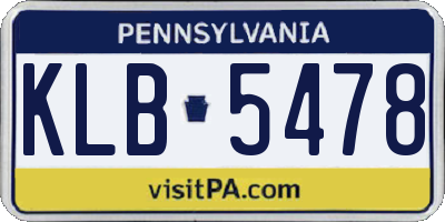PA license plate KLB5478