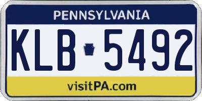 PA license plate KLB5492