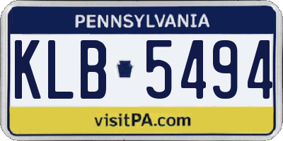 PA license plate KLB5494