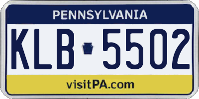 PA license plate KLB5502